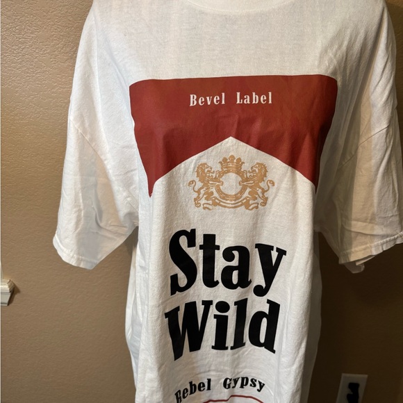 Bevel Label Tee/ T-Shirt Dress Medium Cowgirl White Mini Stay Wild Classic - Picture 8 of 16